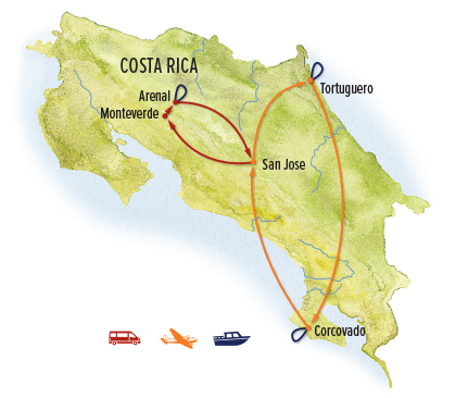 Natural Jewel Costa Rica map