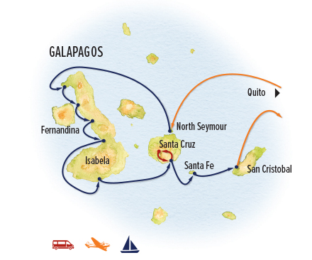 Galápagos itinerary map