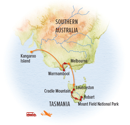Itinerary map for Australia