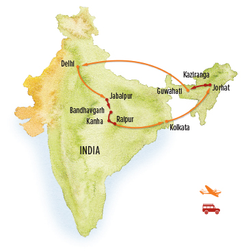 Itinerary map for India