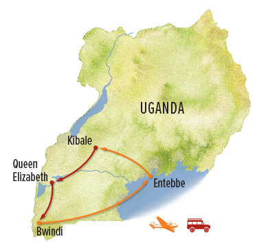 Itinerary map for Uganda