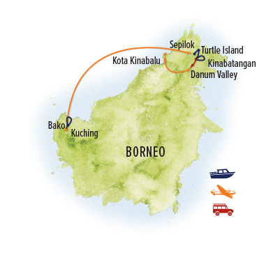 Itinerary map for Borneo