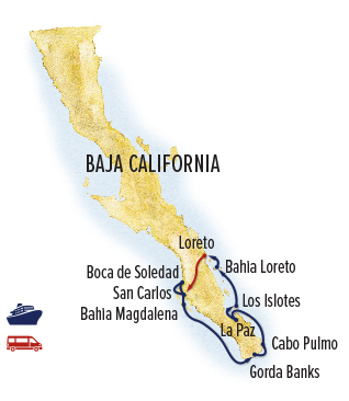 Itinerary map for Baja Whale