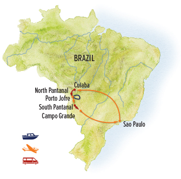Itinerary map for Brazil