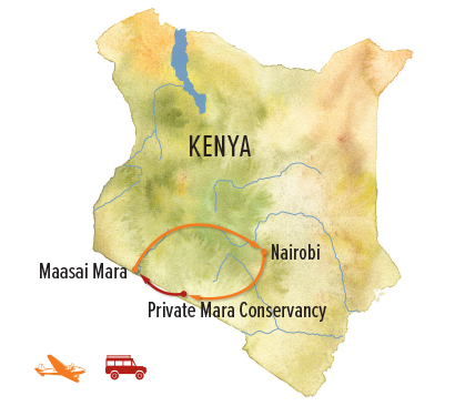 Itinerary map for Kenya